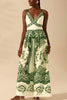 Bohemian Style Plant Print Casual Sling Holiday Loose Jumpsuit