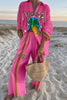Pineapple Print Oversized Shirt and Elastic Waist Pocket Pants Set