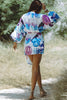 Marielle Linen Blend Floral Print Dolman Sleeve Wrap Loose Mini Dress