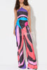 Jodie Unique Print Halter Scarf Tank and Elastic Waist Pocketed Wide Pants Set