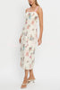 Plant Print Sleeveless Square Neck Open Back Tie Casual Midi Dress