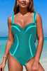 Fashionable Contrast Patchwork Stretch One-piece Swimsuit