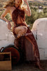 Music Carnival Sequin Cross Neck Cutout Backless Slit Maxi Dress