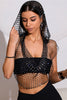 Fashion Fishnet Rhinestone Hooded Vest
