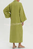 Linen Blend Solid Color Casual Lapel Tie Loose Maxi Dress