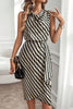 Unique Print Draped Front Neck Asymmetric Hem Mini Dress