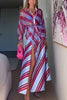 Brighter Days Satin Striped High Rise A-line Slit Maxi Skirt