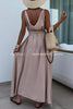 Long Story Solid Color Belted Pocket A-line Breathable Maxi Dress