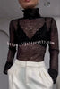 Shimmering Twilight Sequin Turtleneck Long Slit Sleeve H-line Blouse