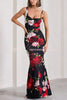 Keep Blooming Floral Print Asymmetric Cowl Neckline Stretch Maxi Dress