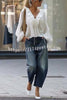 Ashlyne Tiered Ruffle Neckline Tie-up Balloon Sleeve Loose Blouse
