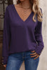 Sexy Simplicity Solid Buttons V Neck Tops