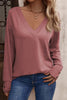 Sexy Simplicity Solid Buttons V Neck Tops