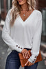 Sexy Simplicity Solid Buttons V Neck Tops