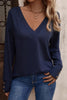 Sexy Simplicity Solid Buttons V Neck Tops