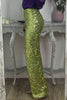Casual Solid Sequins Sequined Straight High Waist Speaker Solid Color Bottoms