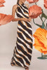 Casual Daily Striped Print Lace Up Contrast Halter One Step Skirt Dresses