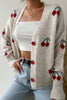 Casual fruit Buttons Patchwork Contrast V Neck Outerwear
