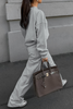 Casual Street Solid Color Draw String Pocket O Neck Long Sleeve Two Pieces