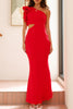 Sexy Solid Color Irregular Flower Shape Sloping Shoulder One Step Skirt Dresses