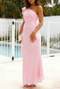 Sexy Solid Color Irregular Flower Shape Sloping Shoulder One Step Skirt Dresses