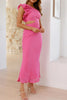 Sexy Solid Color Irregular Flower Shape Sloping Shoulder One Step Skirt Dresses