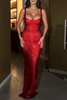 Sexy Solid Color Sequined U Neck Evening Dresses