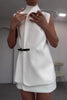 Casual Buttons Adjustable Mandarin Collar Sleeveless Two Pieces