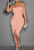Sexy Ruched Strapless Wrapped Skirt Dresses