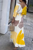Beautiful Unique Printed V Neck Pleated High Waisted Maxi Dress