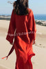 Linen Blend Solid Color Casual Lapel Tie Loose Maxi Dress