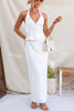 Julien Button Up Adjustable Halter Tank and High Rise Pencil Slit Maxi Skirt Set