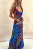 Coastal Crush Tie-dye Print Back Lace-up Stretch Maxi Dress