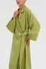 Linen Blend Solid Color Casual Lapel Tie Loose Maxi Dress