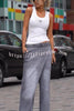 Fashion Pioneer Denim Mid Rise Pocket Cross Over Wide Leg Jeans