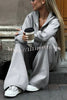 Effortlessly Stylish Ribbed Zipper High Neck Sweatshirt and Elastic Waist Pocketed Loose Pants Set