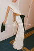 Sexy Open Back Bow Embellished Elegant Fishtail Maxi Dress