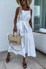 Long Story Solid Color Belted Pocket A-line Breathable Maxi Dress