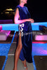 Shaya Velvet Asymmetrical Silhouette One Sleeve Shiny Bow Design Slit Maxi Dress