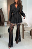 Chic Moment Lapel Long Sleeve Belt Pocketed Oversized Blazer