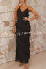Radiant As Always Ruffle Detail Halter Neck Maxi Dress