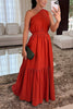 Solid Color One Shoulder Waist Tie Maxi Dress