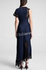 Paris Dream Satin Lace Trim Irregular Design Drape Maxi Dress