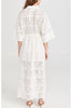 Darling Smile Pineapple Eyelet Crochet Lace Wide Sleeve Shirt Midi Dress