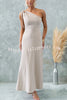 Stylish Striped Print One Shoulder Slope-neck Maxi Dress