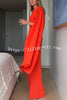 Perfect Balance Asymmetric Draped Cape Top and High Waist Flared Pants Set