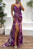 In A Dreamland Chiffon Floral Print Off Shoulder Pleated Scarf Slit Maxi Dress