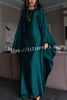 Dignified and Elegant Satin Batwing Sleeve with Waist Tie Design A-line Maxi Dress