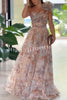 Romantic Ball Chiffon Floral One-shoulder Pleated Design Back Lace-up Gown Maxi Dress