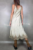 Fashionable V-neck Suspender Lace Splicing Casual Midi Dress